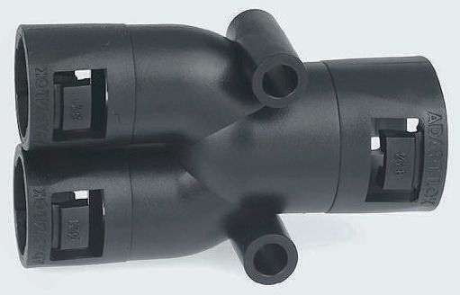 Adaptaflex Y Piece, Conduit Fitting, 28mm Nominal Size, Nylon 66, Black IP66 rating