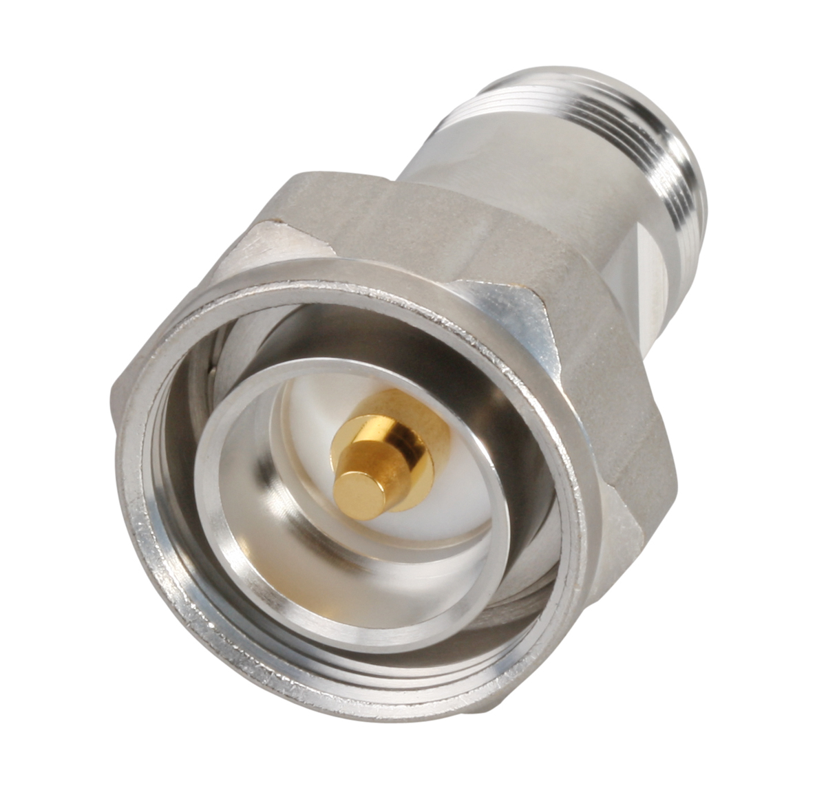Huber+Suhner Straight 50Ω Coaxial Adapter 4.3-10 Socket to 7/16 Plug 6GHz