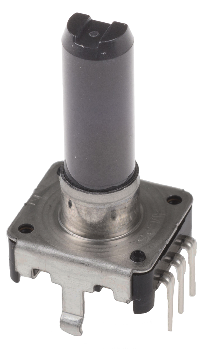 Alps Alpine 24 Pulse Incremental Mechanical Rotary Encoder with a 6 mm Flat Shaft (Not Indexed), Through Hole