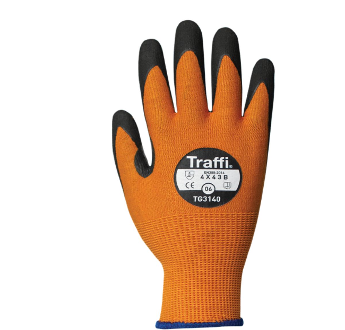 Traffi Amber Nitrile, Nylon Cut Resistant Gloves, Size 6, Nitrile Coating