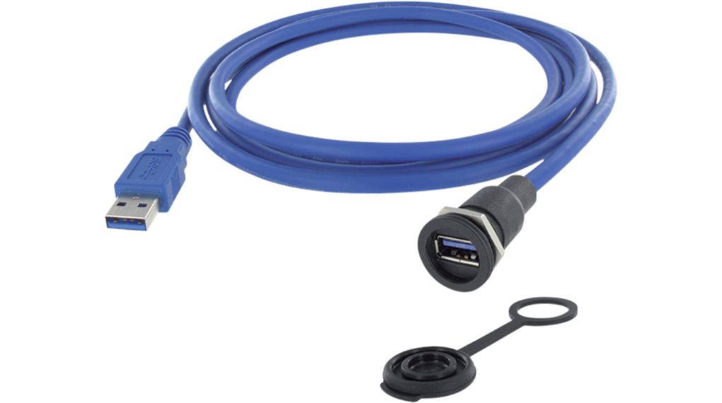 Encitech Connectors USB 3.0, Male M16 to Type A Plug, 1.5m