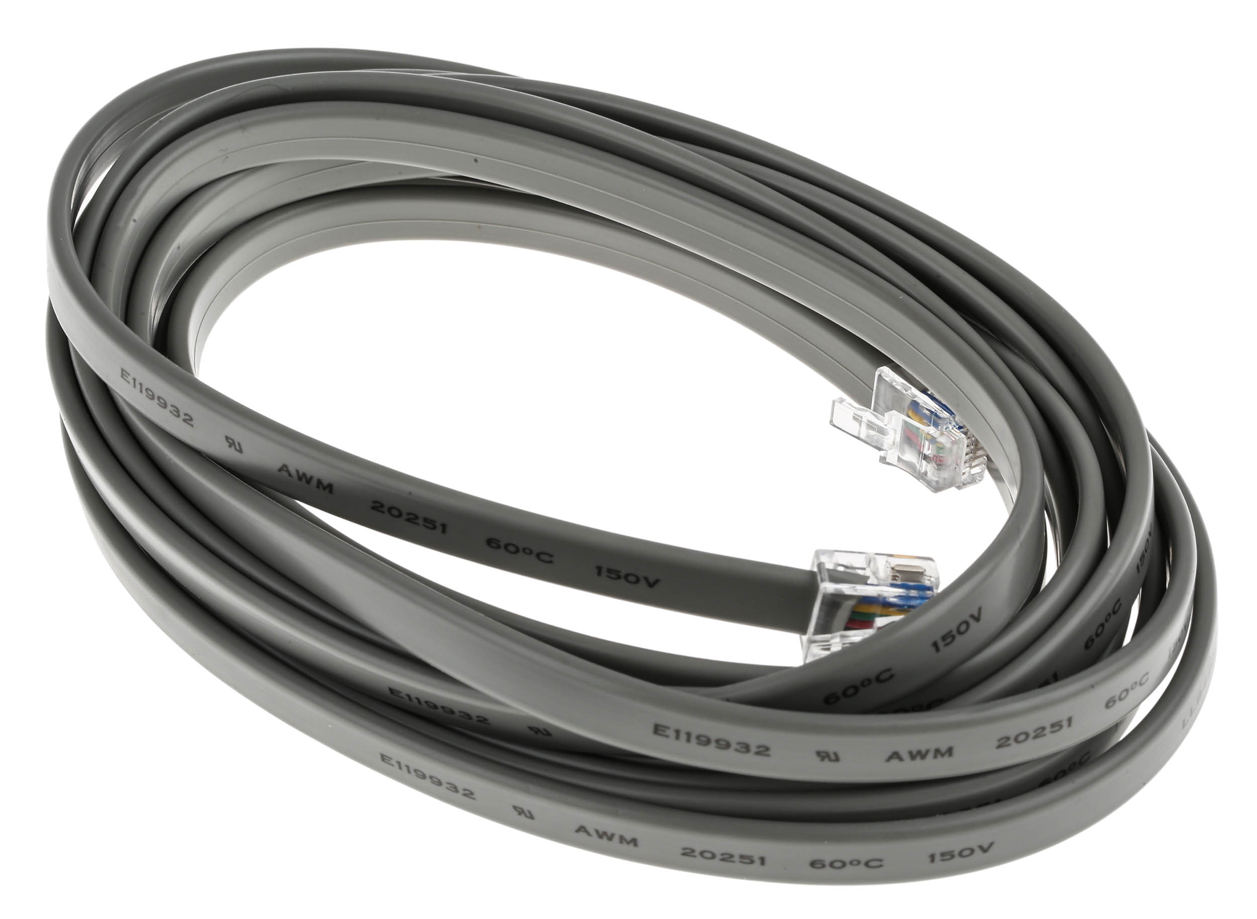 RS PRO Male RJ12 to Male RJ12 Telephone Extension Cable, Grey Sheath, 3m