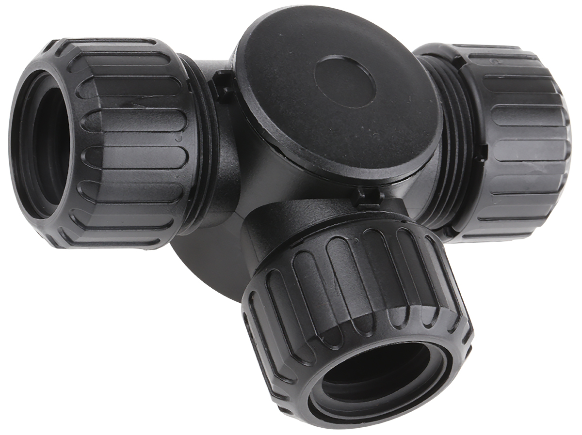 Adaptaflex T Piece, Conduit Fitting, 21mm Nominal Size, M20, Nylon 66, Black IP66, IP67 rating