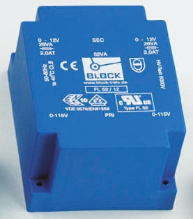 Block 12V ac 2 Output Through Hole PCB Transformer, 42VA