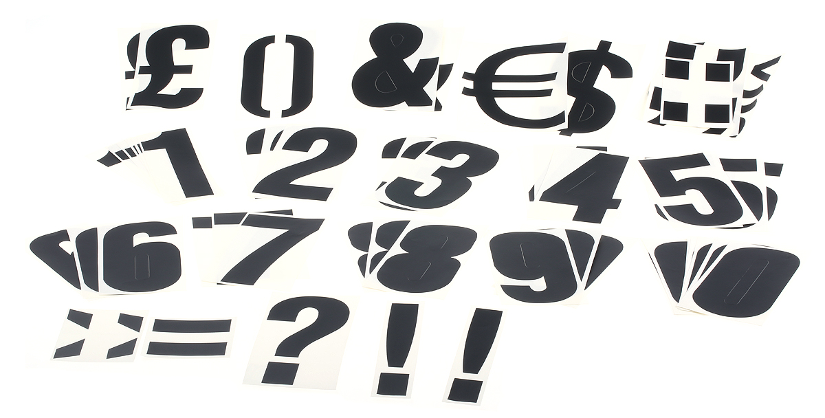 RS PRO Black Self Adhesive Numbers, 125mm Character Height