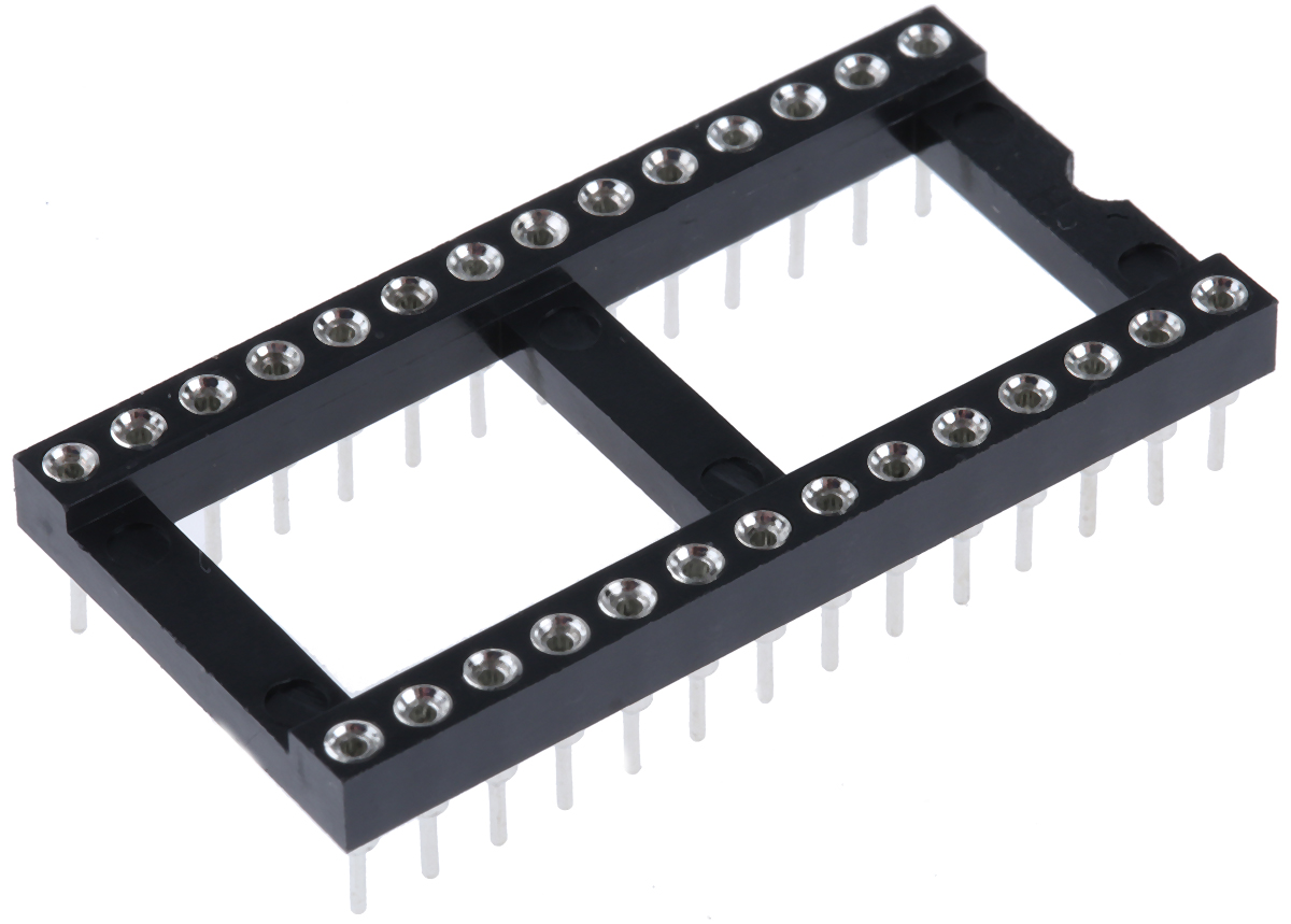 Winslow 2.54mm Pitch Vertical 28 Way, Through Hole Turned Pin Open Frame IC Dip Socket, 5A