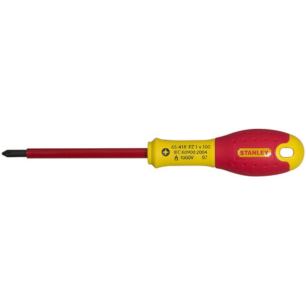 Stanley Pozidriv Insulated Screwdriver, PZ1 Tip, 100 mm Blade, VDE/1000V