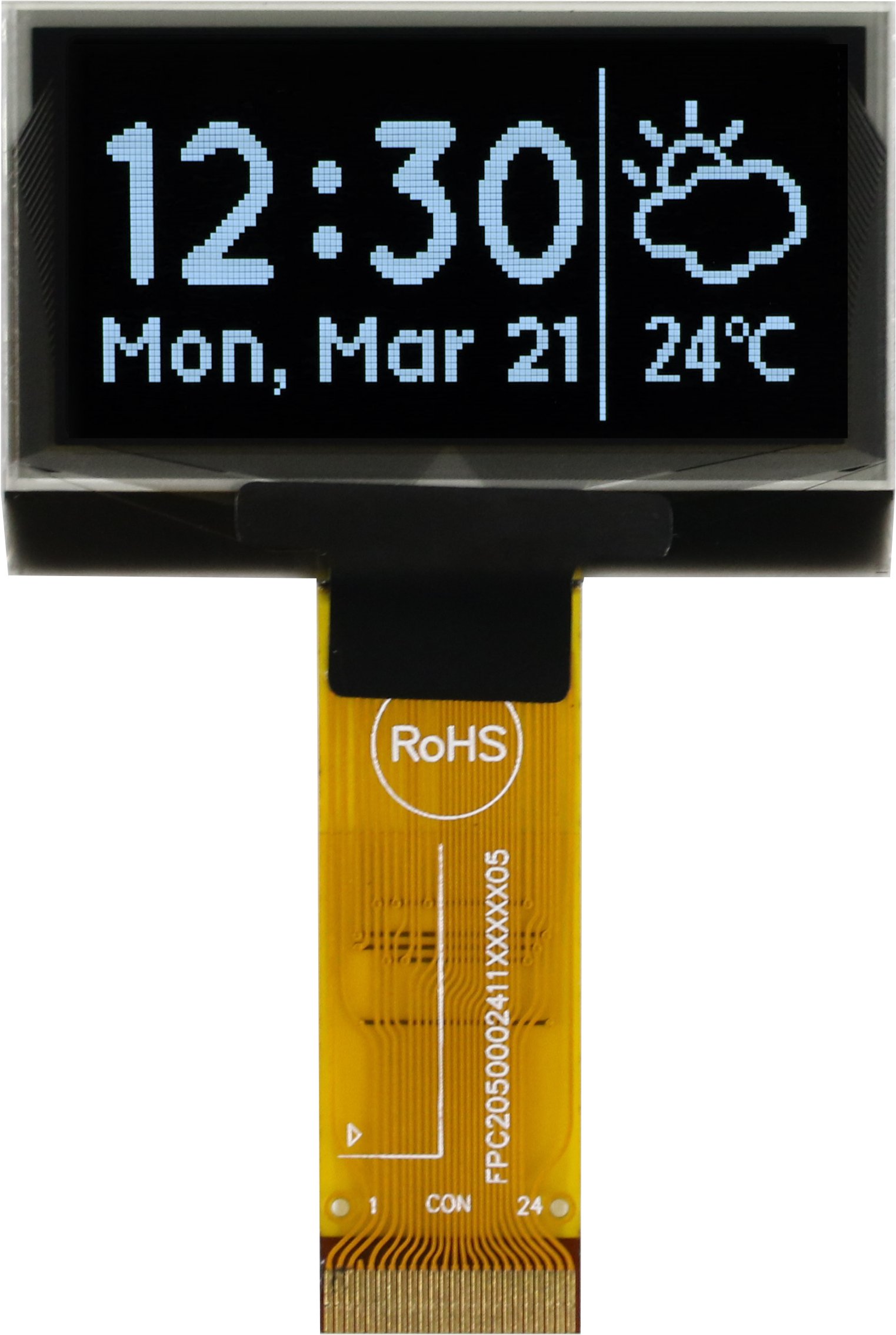 Midas 1.54in White Passive matrix OLED Display 128 x 64pixels TAB I2C, Parallel, SPI Interface