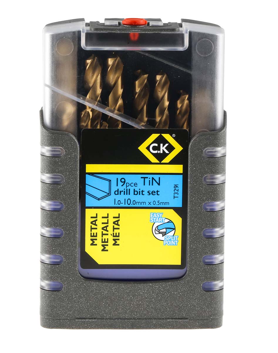 CK 19-Piece Twist Drill Bit Set for Metal, 10mm Max, 1mm Min, HSS Bits