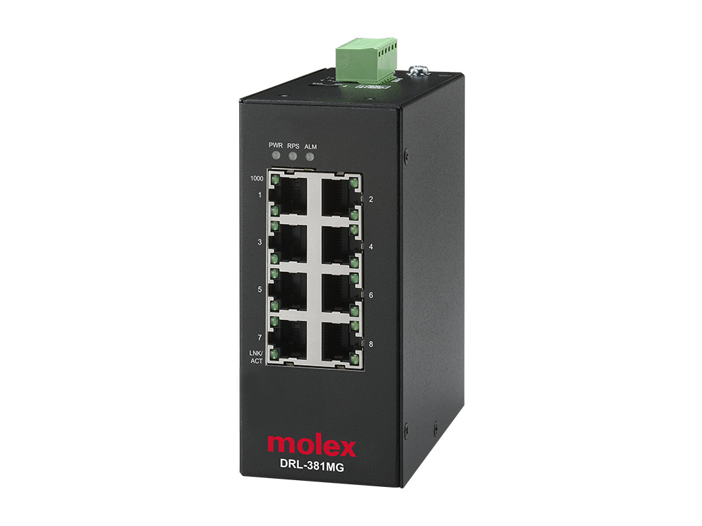 Molex IP20 Managed Ethernet Switch, Managed 8 Port Industrial Ethernet Switch RJ-45