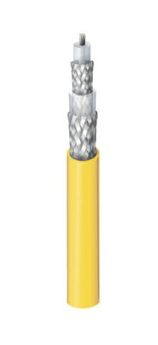 Belden, 9222 series Copper Braid Yellow Triax cable, 6.12mm OD 30m, 50 Ω impedance
