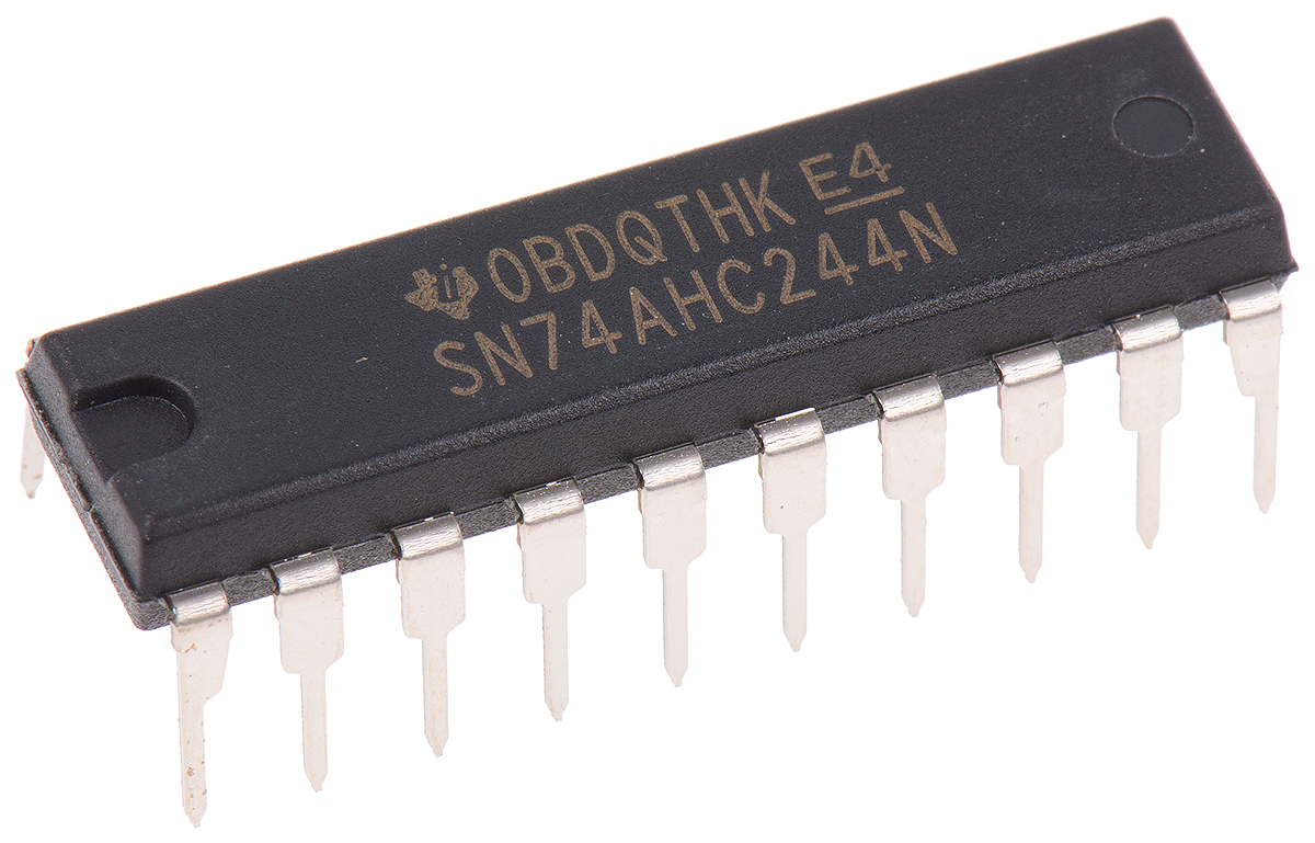 Texas Instruments SN74HC540N Octal-Channel Buffer & Line Driver, 3-State, Inverting, 20-Pin PDIP