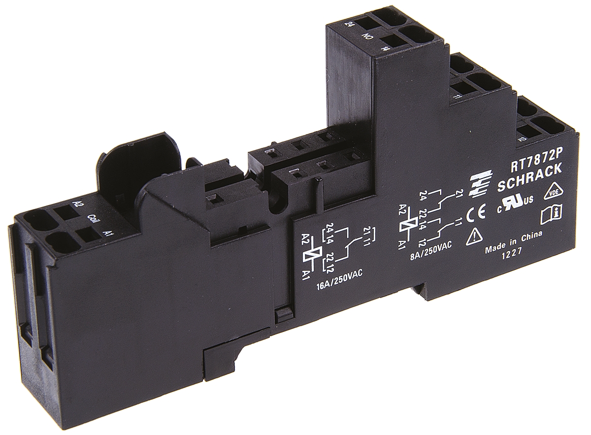 TE Connectivity 8 Pin 240V ac DIN Rail Relay Socket, for use with RT Series