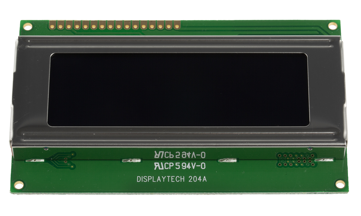 Displaytech 204A-GC-BC-3LP Alphanumeric LCD Display, White on Black, 4 Rows by 20 Characters, Transflective