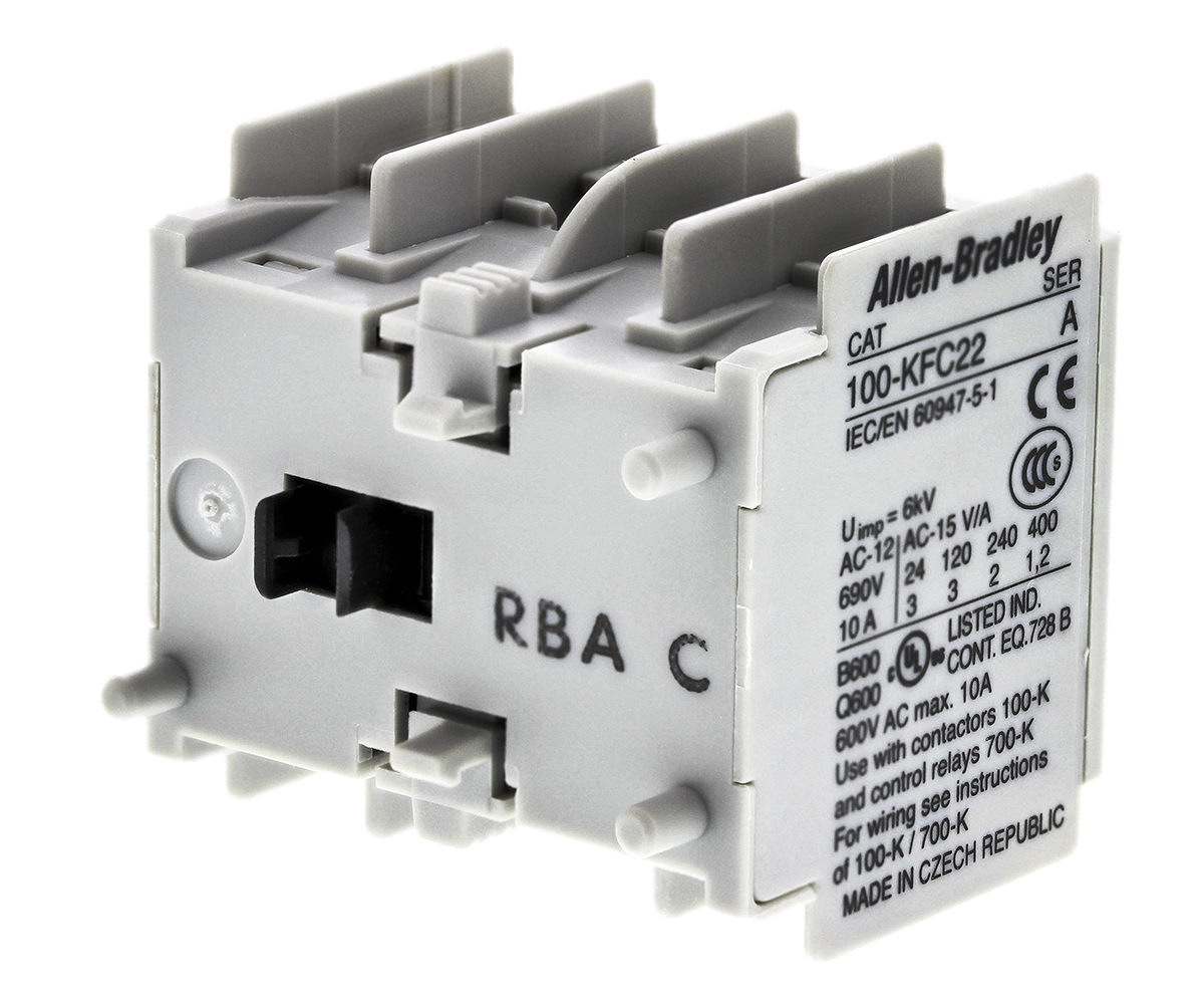 Allen Bradley Auxiliary Contact Block, 4 Contact, 2NC + 2NO, Snap-On 100K