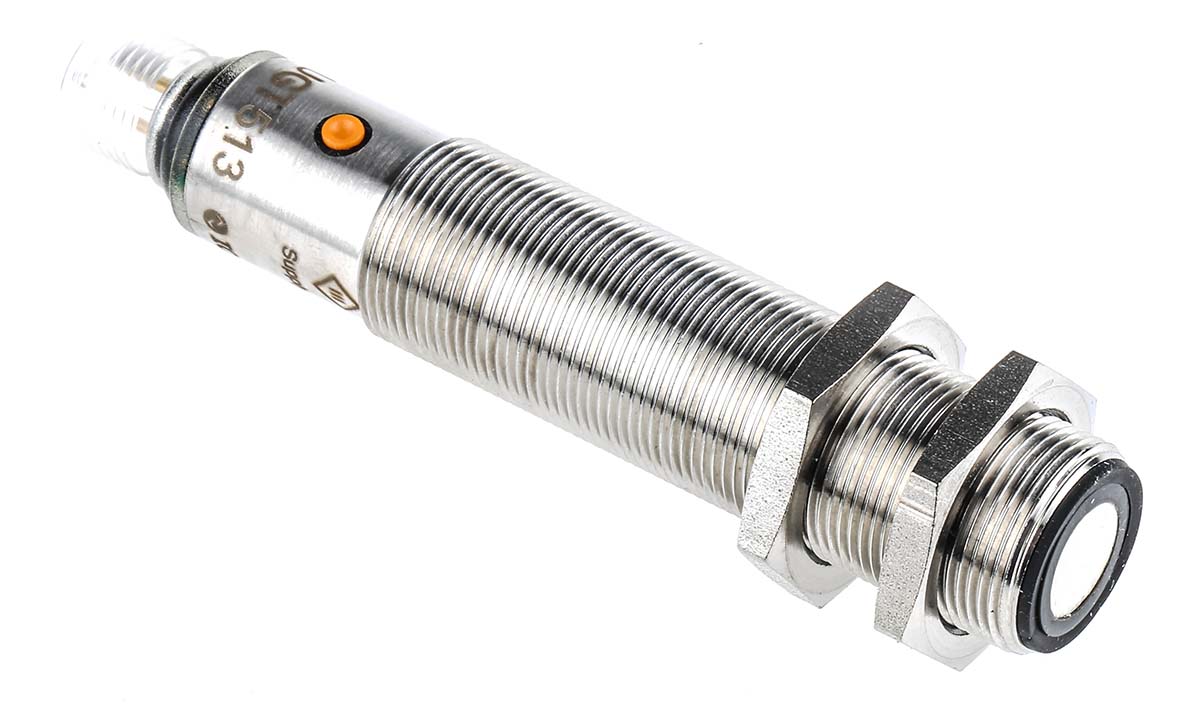ifm electronic Ultrasonic Threaded Barrel Proximity Sensor, M18, 2.2 m Detection, PNP NO/NC, 10 → 30 V dc