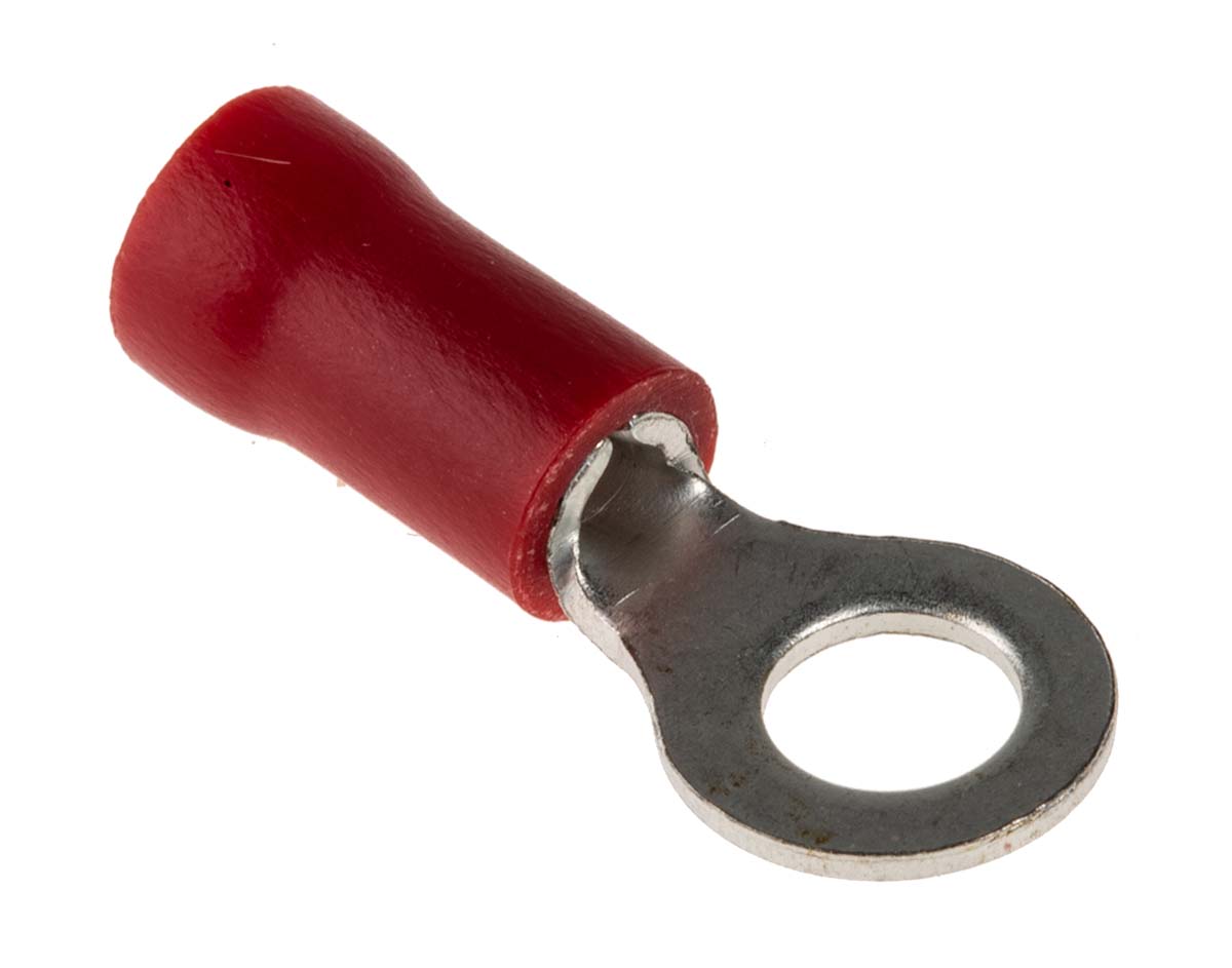 RS PRO Insulated Ring Terminal, M4 Stud Size, 0.5mm² to 1.5mm² Wire Size, Red