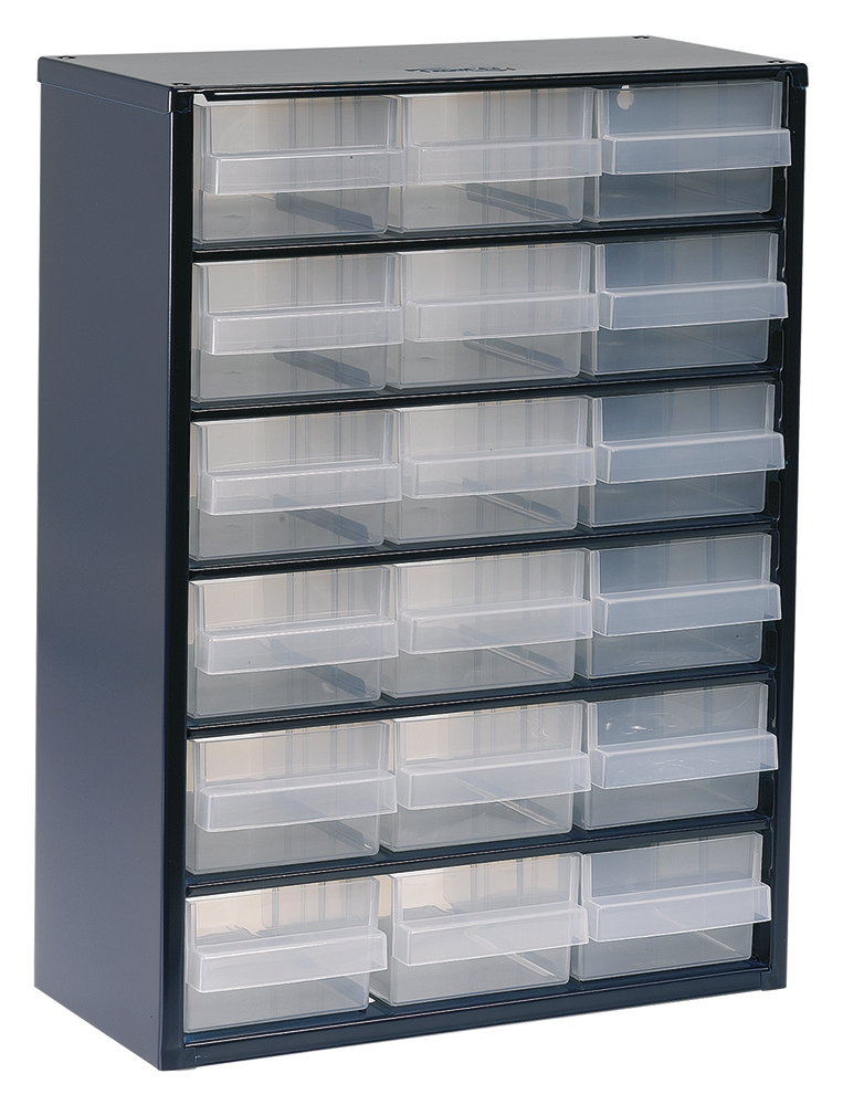 Raaco 18 Drawer Storage Unit, Steel, 417mm x 306mm x 150mm, Blue
