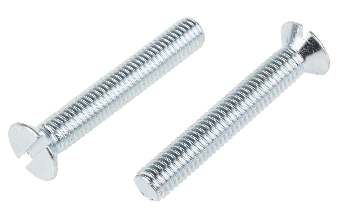 RS PRO Slot M8 Countersunk Steel Machine Screws DIN 963 x 50.0mm