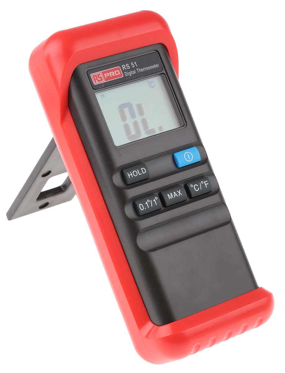 RS PRO RS51 Wired Digital Thermometer, K Probe, 1 Input(s), +1300 °C, +1999°F Max, ±0.2 Reading +1°C % Accuracy