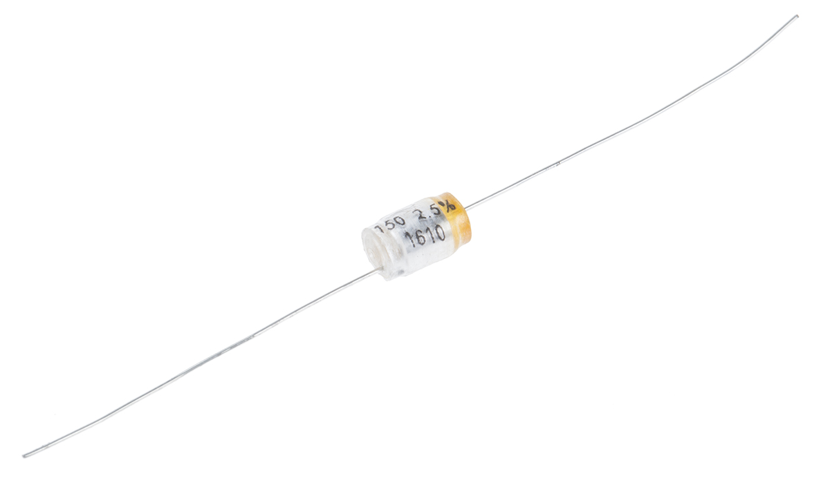 RS PRO Polystyrene Film Capacitor, 160V dc, ±2.5%, 150pF, Through Hole
