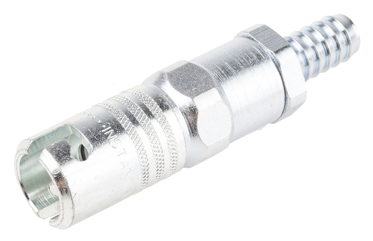 RS PRO Steel Male Pneumatic Quick Connect Coupling, G 3/8 Male 9.5mm Hose Barb