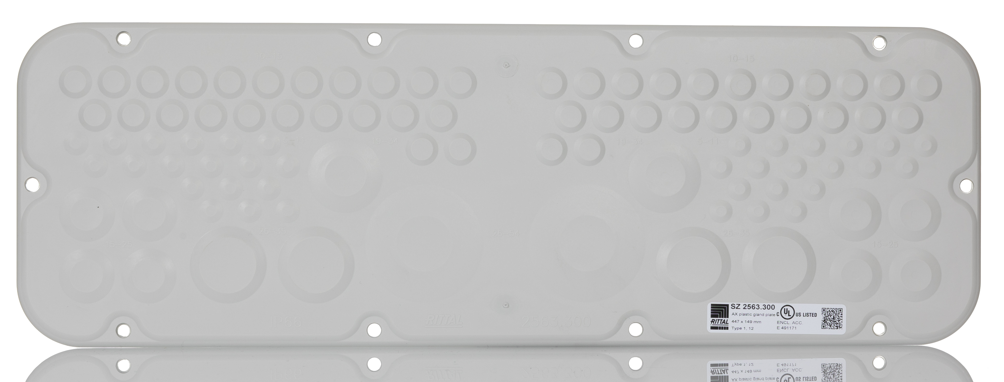 Rittal SZ Series RAL 7035 Plastic Gland Plate, 447mm W for Use with AX