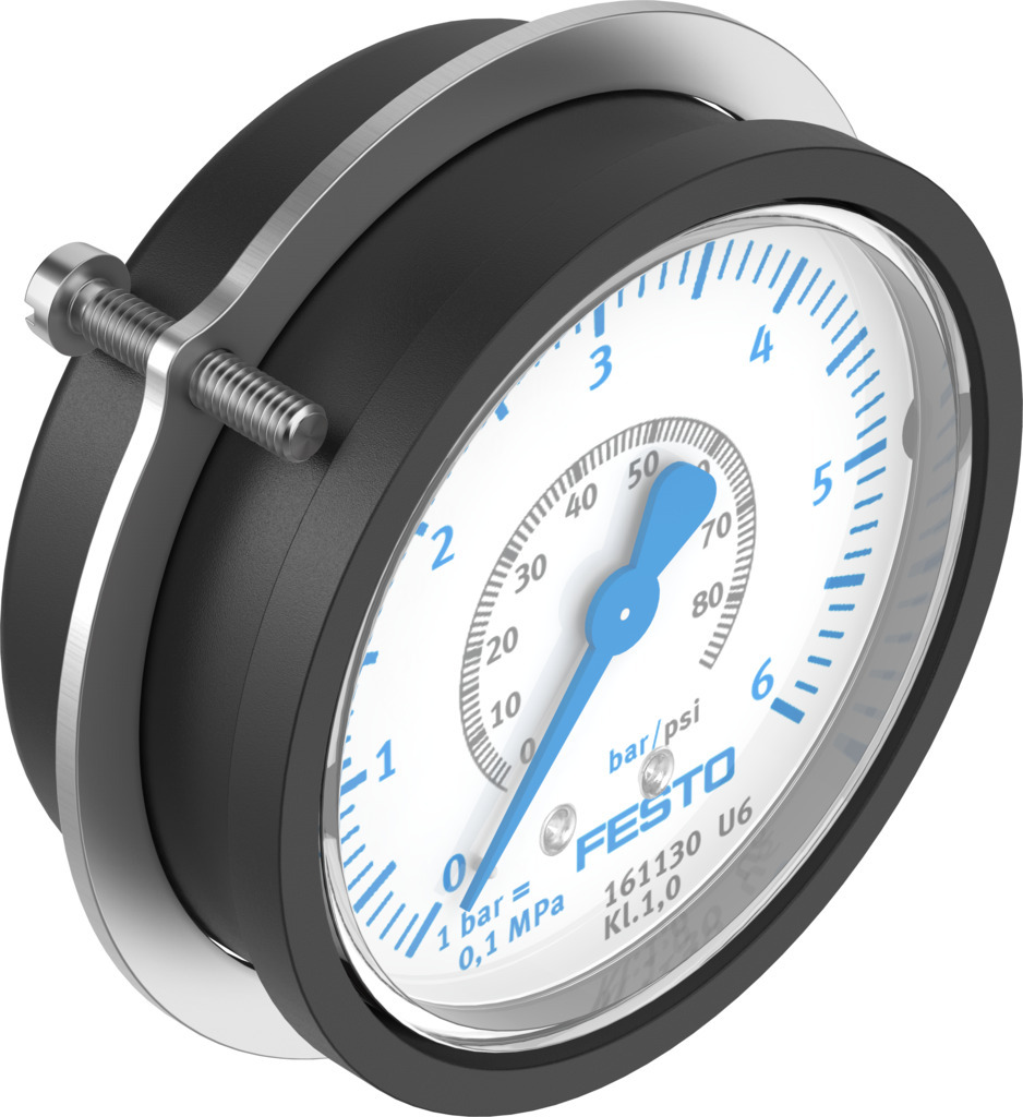 Festo G 1/4 Analogue Pressure Gauge 6bar Panel 63mm Outside Diameter