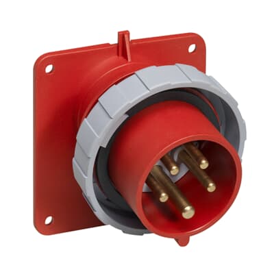 Amphenol Industrial, 2CMA1 IP67, IP69 Red Panel Mount 3P+N+E Angled Industrial Power Plug, Rated At 32A, 415 V