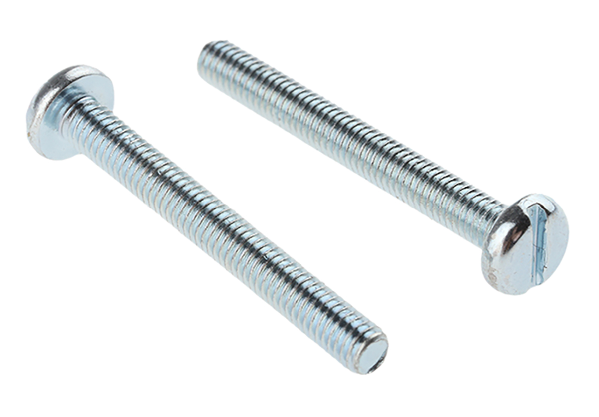 RS PRO Slot M3 Pan Steel Machine Screws DIN 85 x 25.0mm