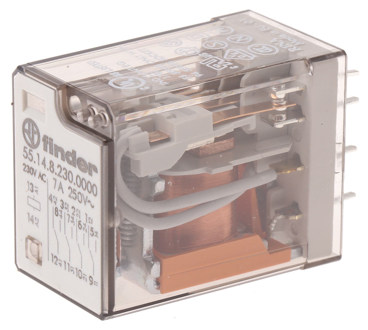 Finder PCB Mount Power Relay, 230V ac Coil, 7A Switching Current, 4PDT