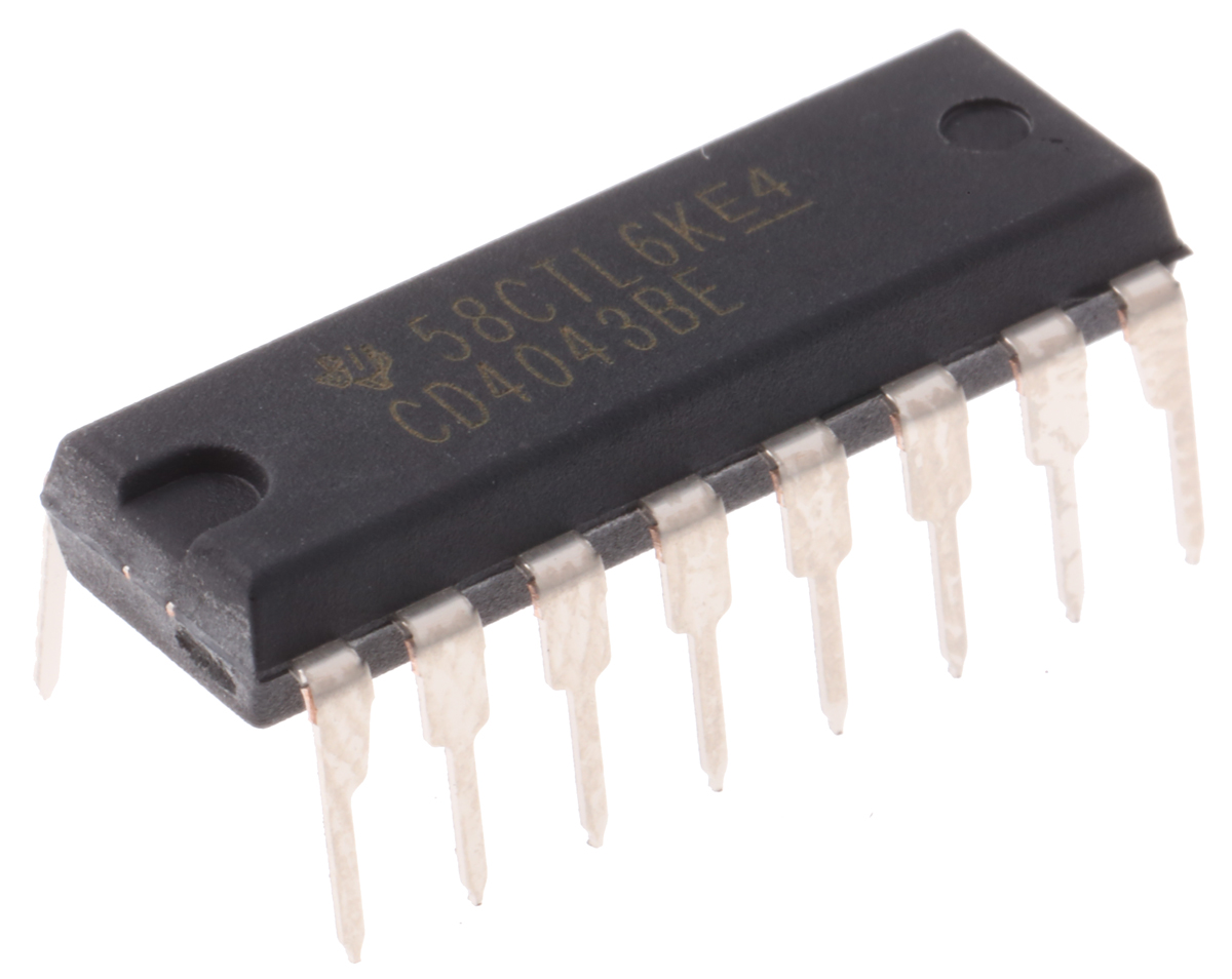 Texas Instruments CD4043BE 4bit-Bit Latch, Transparent SR Type, 3 State, 16-Pin PDIP