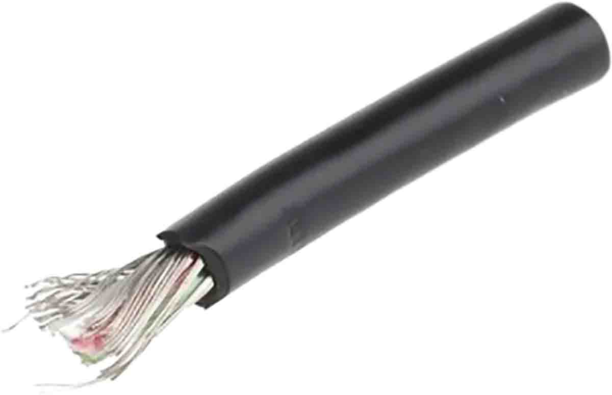 RS PRO 4 Core Microphone Cable, 0.16 mm² CSA Screened, 4.4mm od, 100m, Black