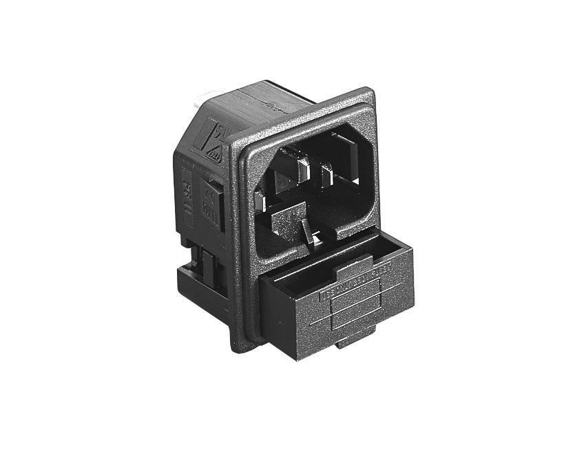 Bulgin Snap-In IEC Connector Male, 10A, 250 V, Fuse Size 5 x 20mm