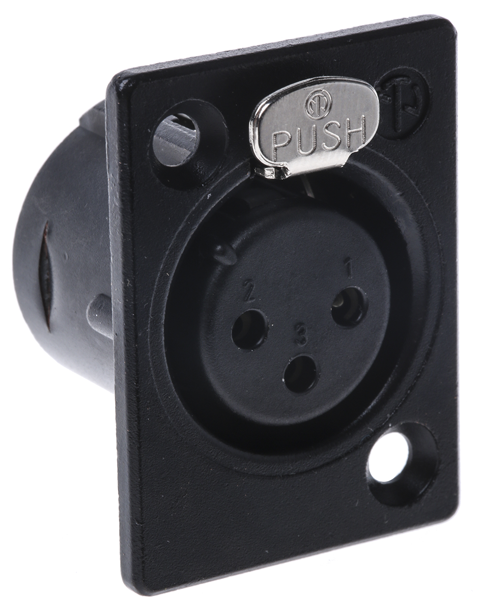 Neutrik Panel Mount XLR Connector, Female, 50 V, 3 Way, Silver over Nickel Plating
