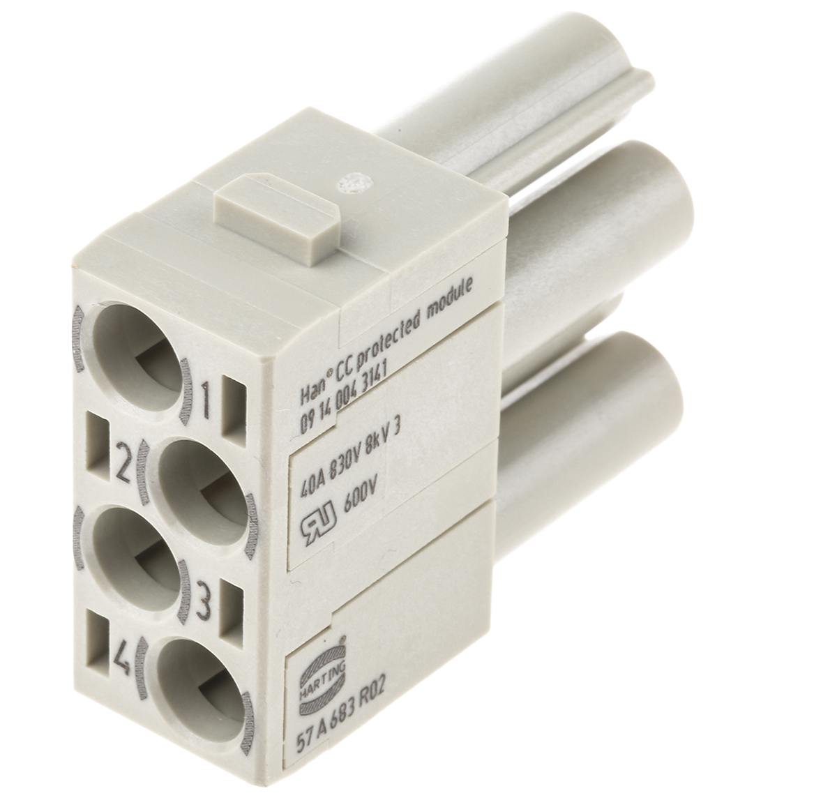 HARTING Heavy Duty Power Connector Module, 40A, Female, Han-Modular Series, 4 Contacts