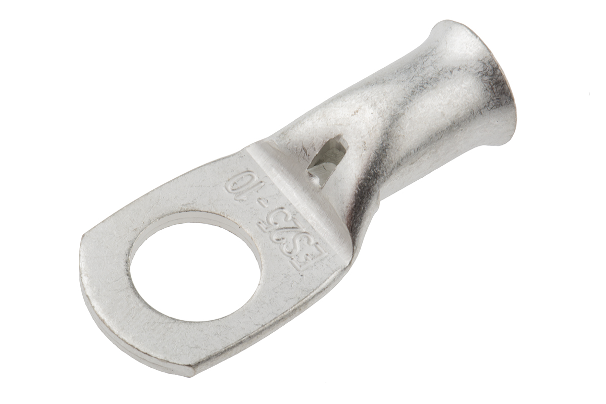 RS PRO Uninsulated Ring Terminal, 10mm Stud Size, 25mm² to 25mm² Wire Size, Natural