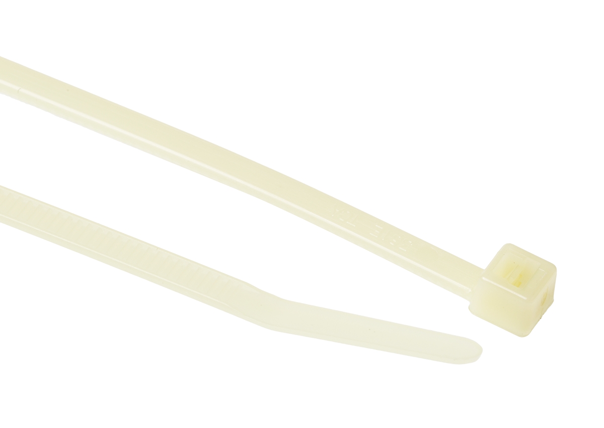 HellermannTyton Cable Tie, Inside Serrated, 150mm x 3.5 mm, Natural PA 4.6, Pk-100