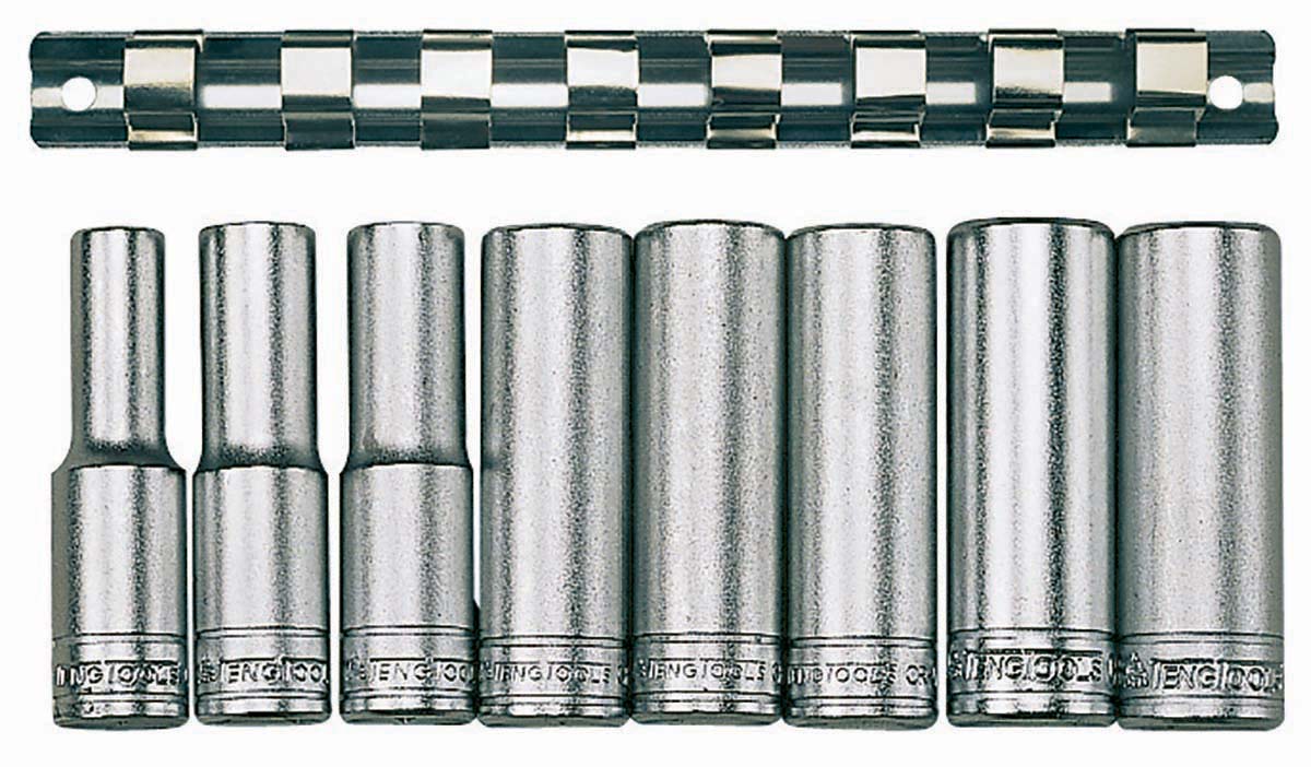 Teng Tools 8-Piece Metric 1/2 in Deep Socket Set , 12 point