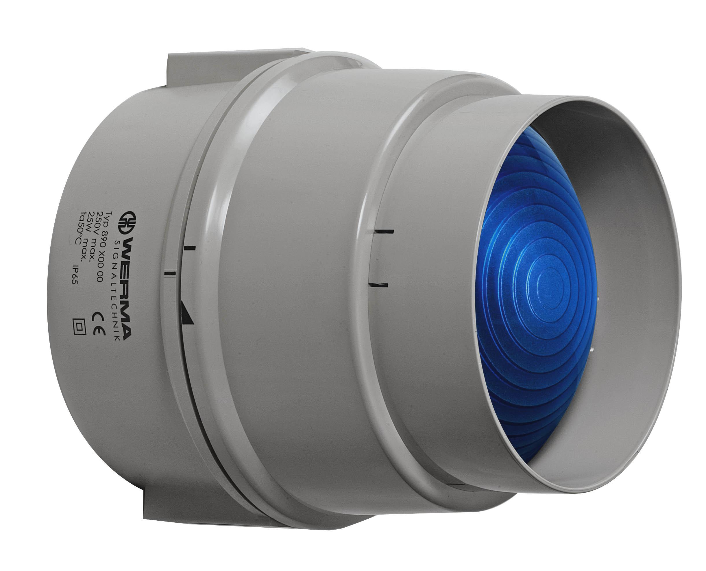 Werma 890 Series Blue Continuous lighting Beacon, 12 → 230 V, Base Mount/ Wall Mount, Filament Bulb