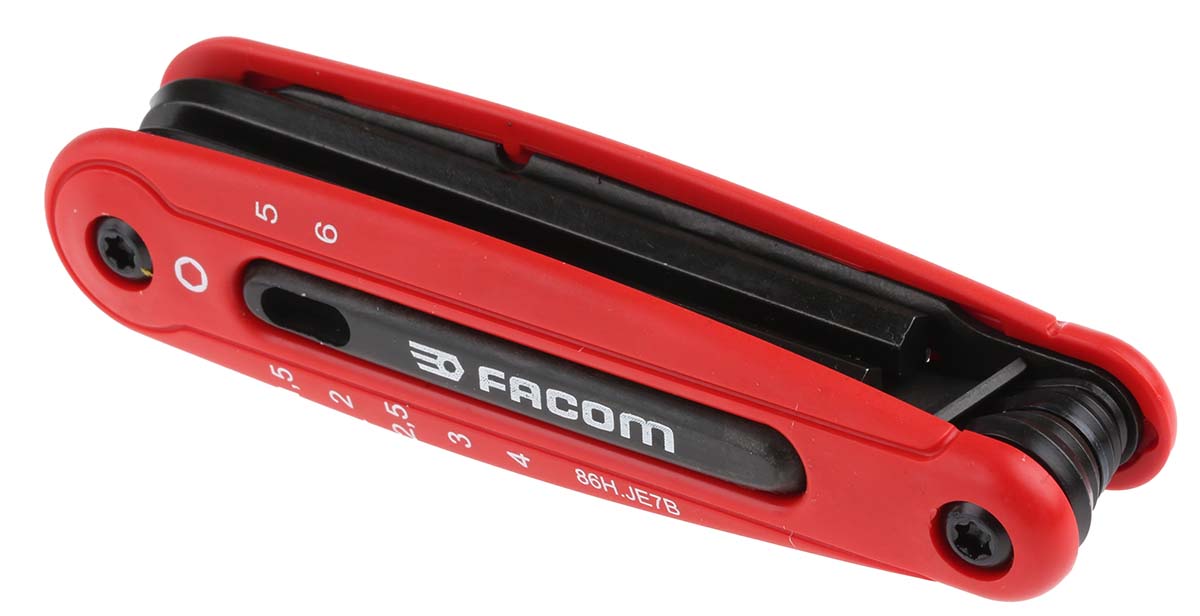Facom 7 piece Folding Hex Key Set, 1.5 - 2 - 2.5 - 3 - 4 - 5 - 6mm