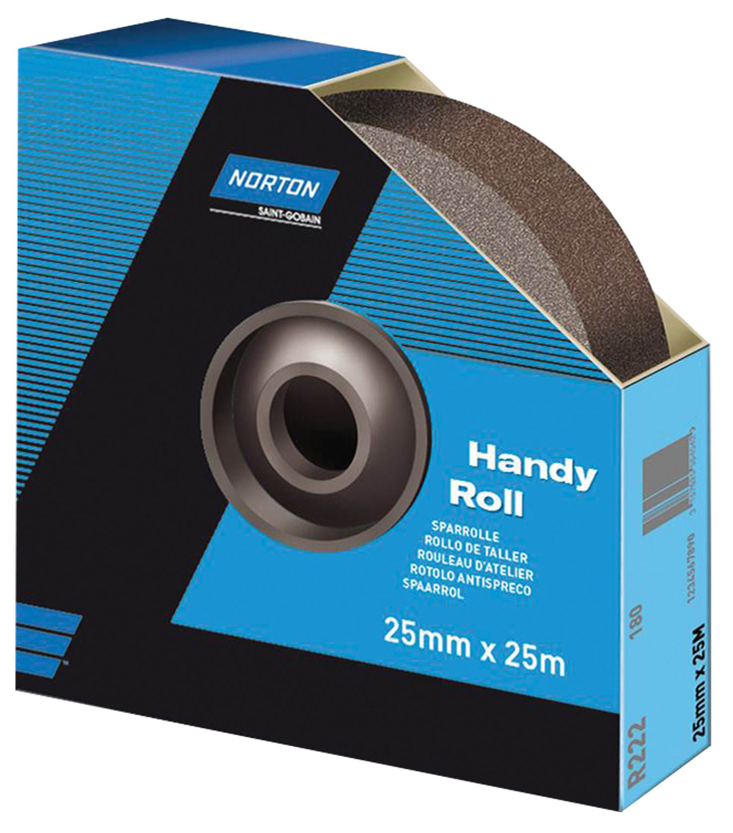 Norton P80 Grit Medium Sandpaper Roll, 25m x 38mm