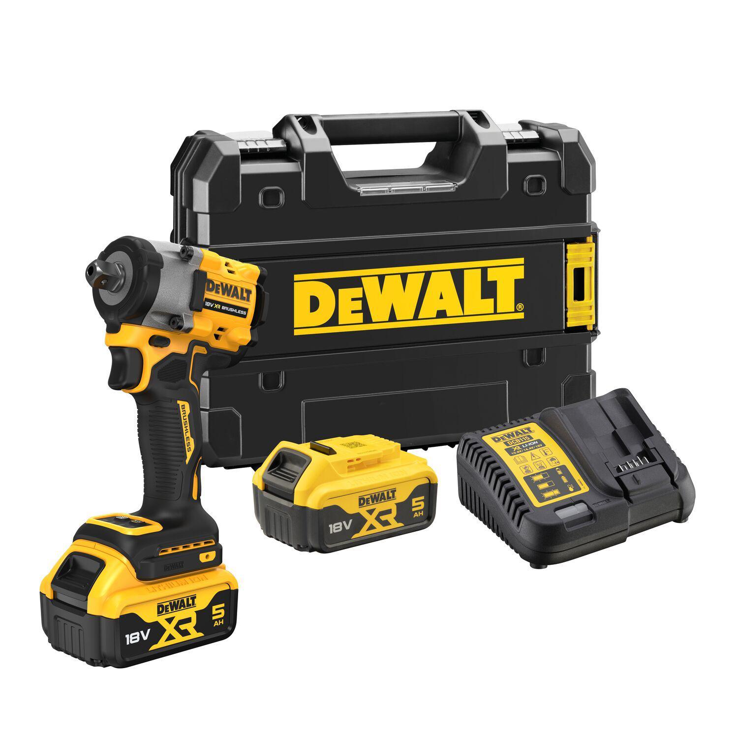 DeWALT 1/2 in 18V, 5Ah Impact Wrench, Euro Plug