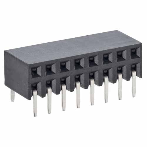 HARWIN Right Angle Through Hole Mount PCB Socket, 8-Contact, 2-Row, 2.54mm Pitch, Solder Termination