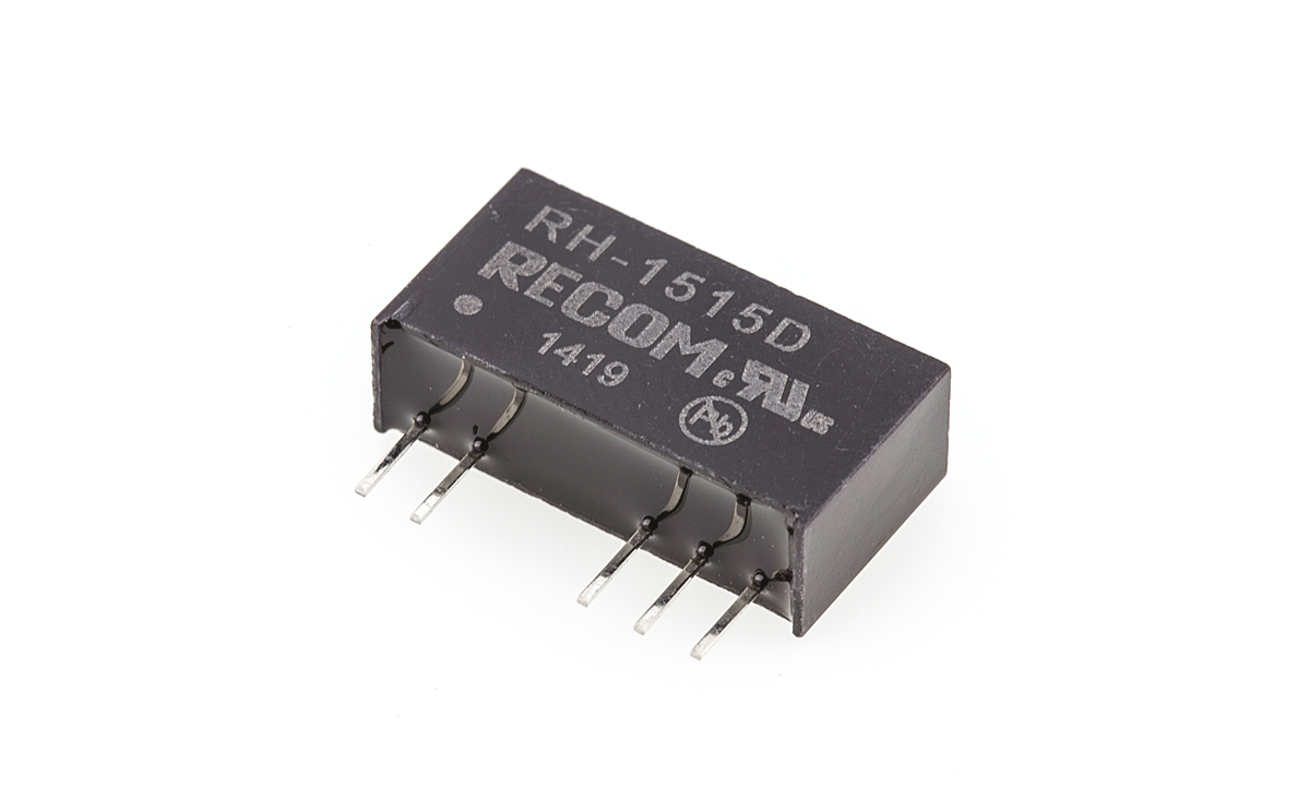 Recom RH DC-DC Converter, ±15V dc/ ±33mA Output, 13.5 → 15.5 V dc Input, 1W, Through Hole, +85°C Max Temp -40°C