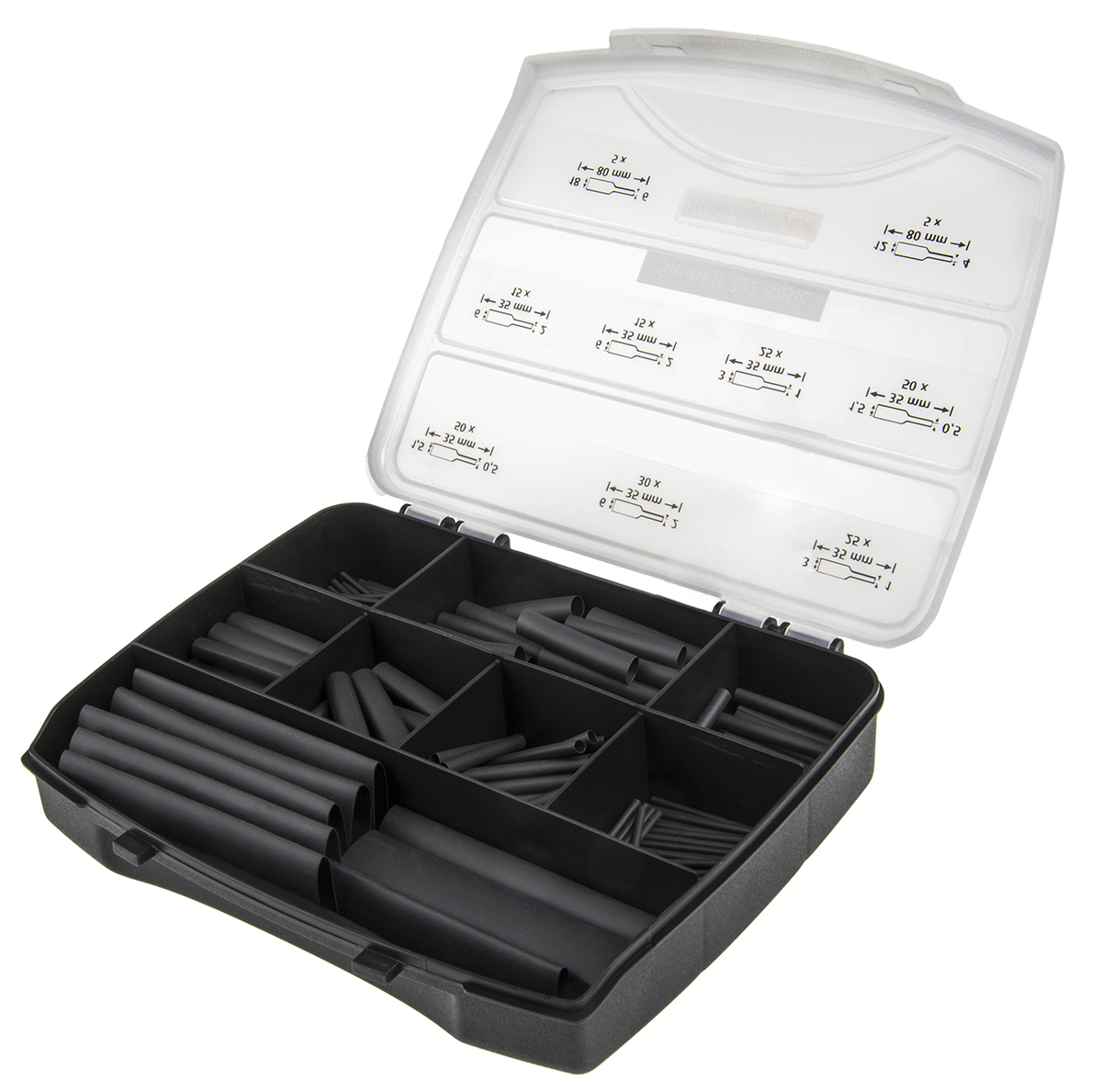 HellermannTyton Heat Shrink Tubing, Black 1.5 → 18mm Sleeve Dia. x 35 → 80mm Length 3:1 Ratio, ShrinKit