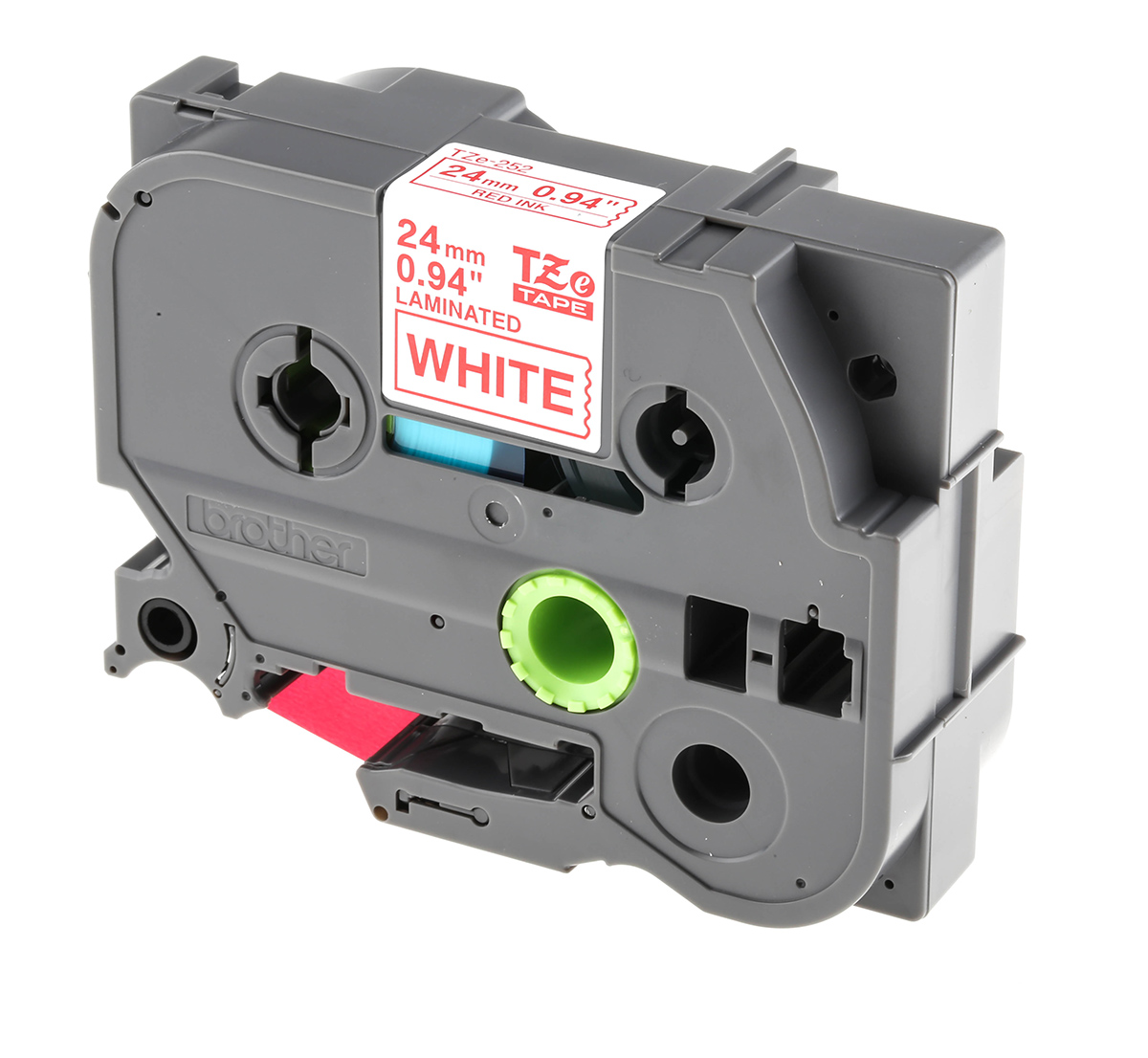 Brother Red on White Label Printer Tape, 8 m Length, 24 mm Width