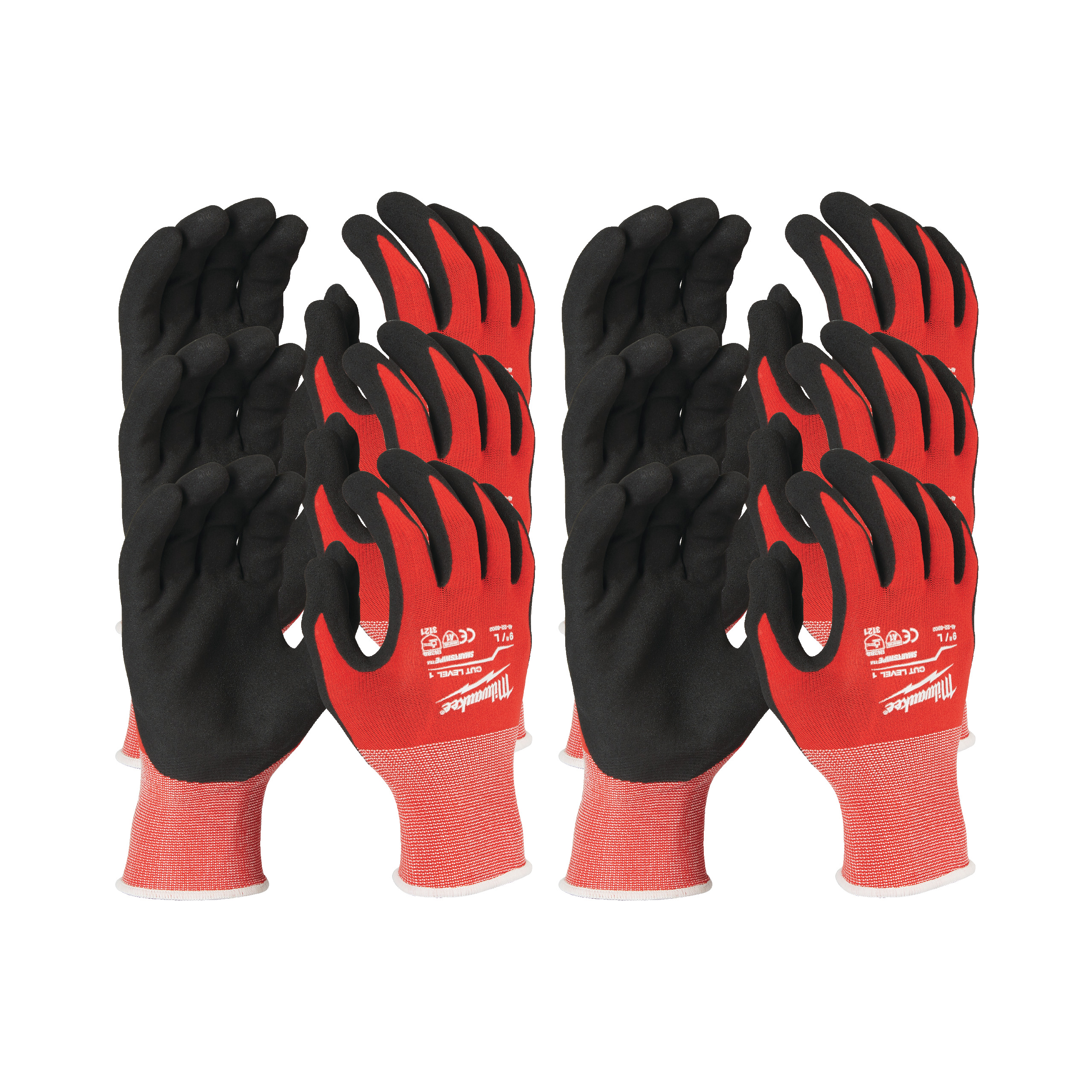 Milwaukee CUT A Black, Red Nitrile Nitrile Work Gloves, Nitrile Coating