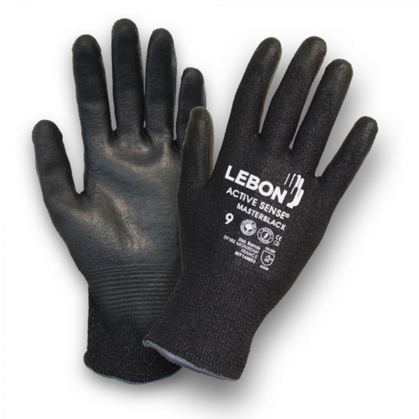Lebon Protection MASTERBLACK Black Elastane, High Performance Polyethylene, Polyamide Cut Resistant Gloves, Size 8,