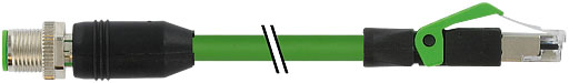 Murrelektronik LimitedD-Coded to RJ45, 3m Cat5, Green M12 to Male RJ45 Male Shielded, Terminated PUR Sheath
